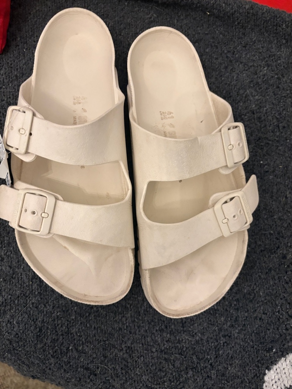 White Double-Buckle Slide Sandals